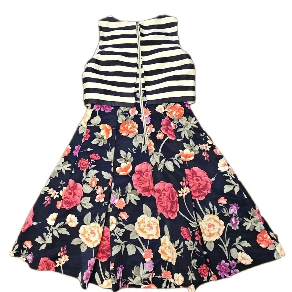 Anthropologie x Moulinette Soeurs Dress stripe floral sleeveless Size 4 - Picture 7 of 9